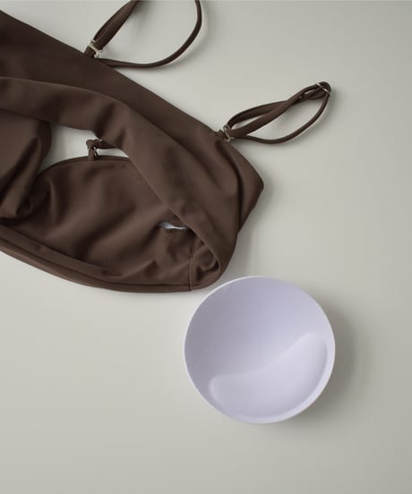 swim-02469　ギャザーデザイン ラッシュガード付き ビキニ  3点セット　ブラウン