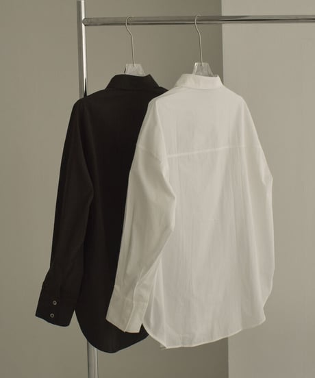 tops-02379　コットンラグランドレスシャツ　ホワイト　ブラック