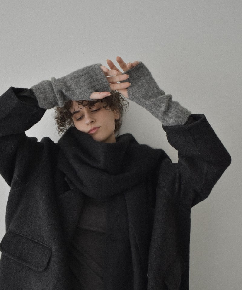 mb-gloves-02015 ウール混 リブ ニット アームウォーマー エクリュ