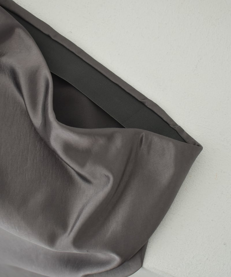 bottoms-02287 サテン フレア スカート ブラウン グレー ブラック | L