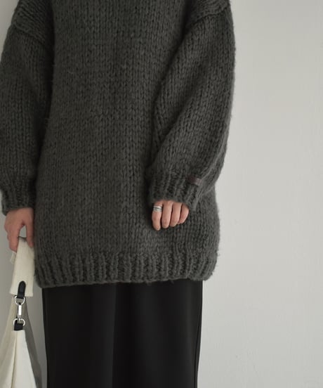 knit-02157　オーバーサイズボリューム　ローゲージニット　ホワイト　グレー