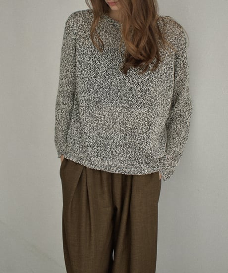knit-02341　ローゲージ ルーズニット　エクリュ　ブラック