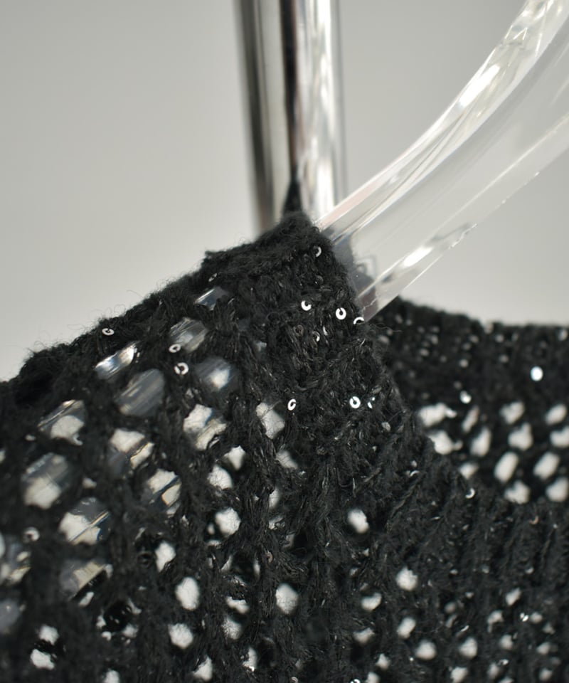 knit-02272 スパンコール メッシュ ニット トップス エクリュ