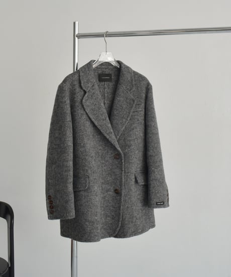 coat-02060　ウールジャケット コート リバー仕立て　グレー