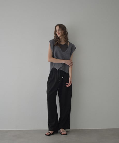 knit-02279　Uネック ニット べスト　グレー　ブラウン　ブラック