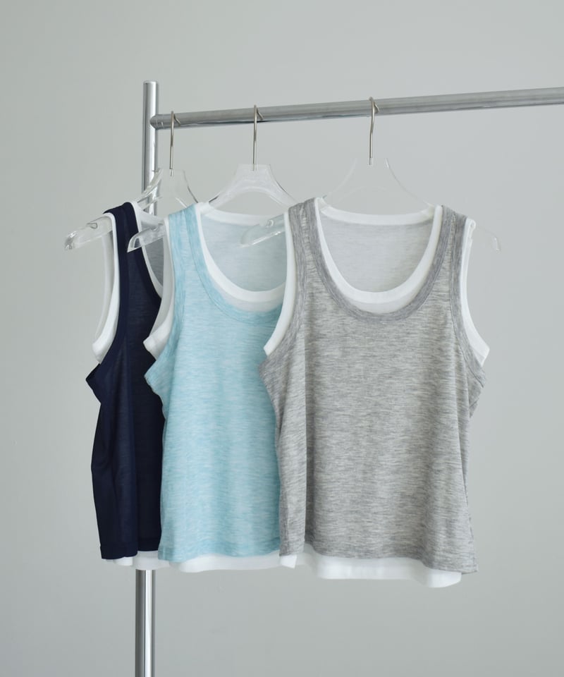 nh-tops-02610 シアー レイヤード タンクトップ セット ブルー グレー