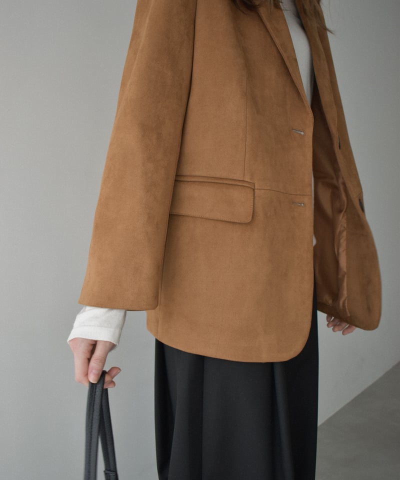 jacket-02021 フェイクスエード テーラード ジャケット キャメル