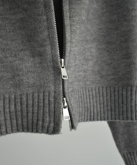knit-02269　ジップ ニット カーディガン　グレー　ブラック