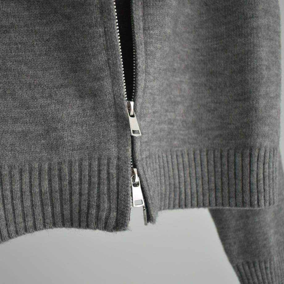 knit-02269 ジップ ニット カーディガン グレー ブラック | L knit-02269 ジップ ニット カーディガン グレー ブラック | L