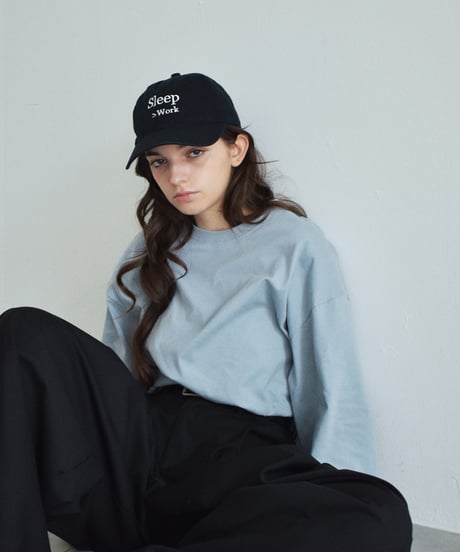 nh-cap-02066 　" Sleep>Work "　メッセージ キャップ　チャコール　ネイビー　ブラック