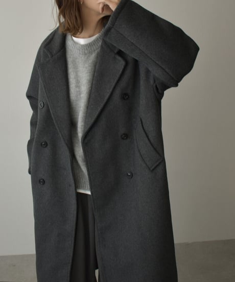 coat-02038　ウールチェスターコート　グレー　ブラック