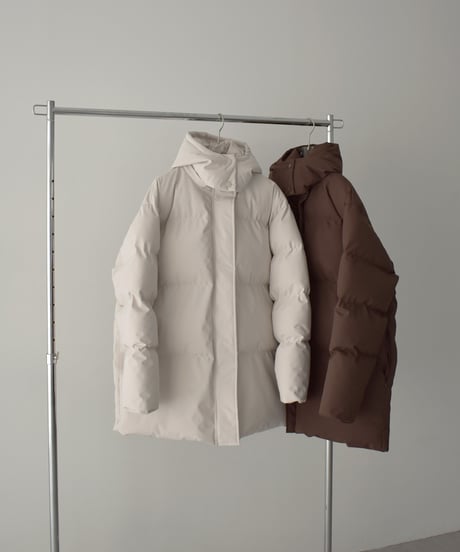 outer-02097　2way 中綿 パデット ミディコート　エクリュ　ブラウン
