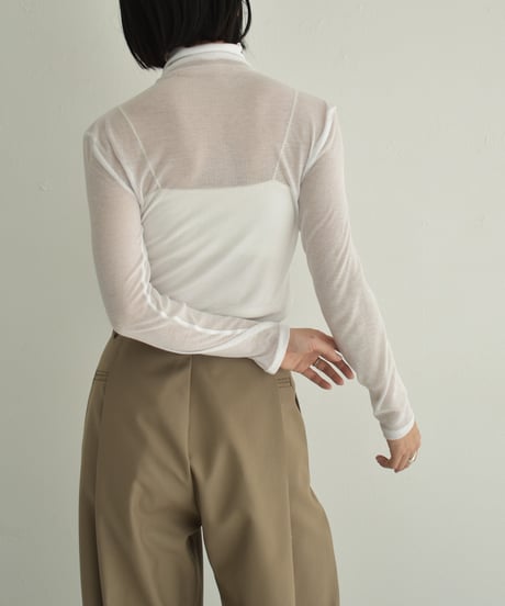 tops-02524　シアータートルネックトップス　ホワイト　ベージュ　グレー　ブラック
