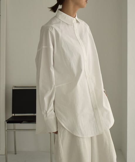 tops-02379　コットンラグランドレスシャツ　ホワイト　ブラック