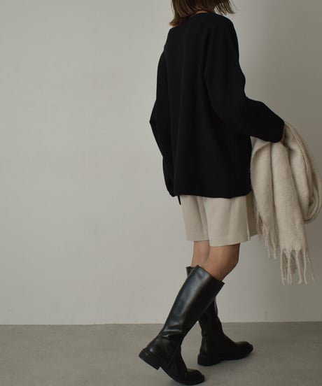 knit-02363　オーバーサイズ ボートネックニット　アイボリー　ブラック
