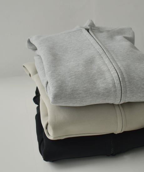 tops-02570　ダブルジップ フーディ　ブラック　グレー　カーキベージュ