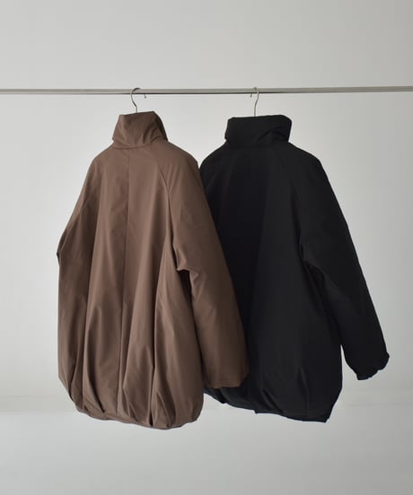 outer-02094　バルーン ミディ ダウン コート　ブラウン　ブラック