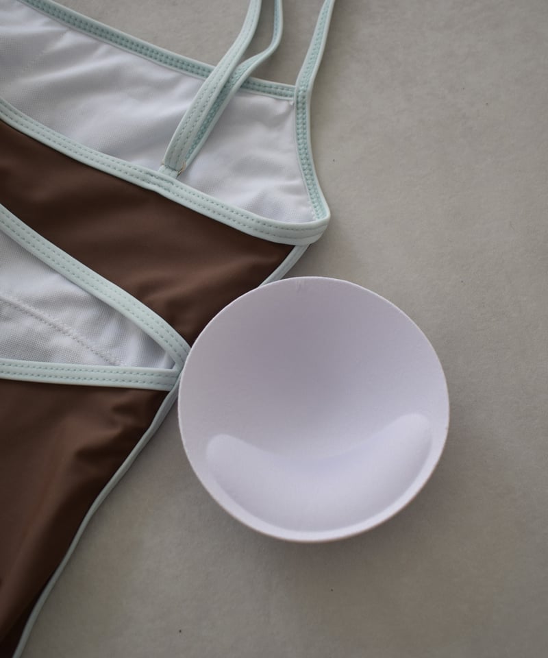 swim-02471 バイカラー バックオープン ワンピース 水着