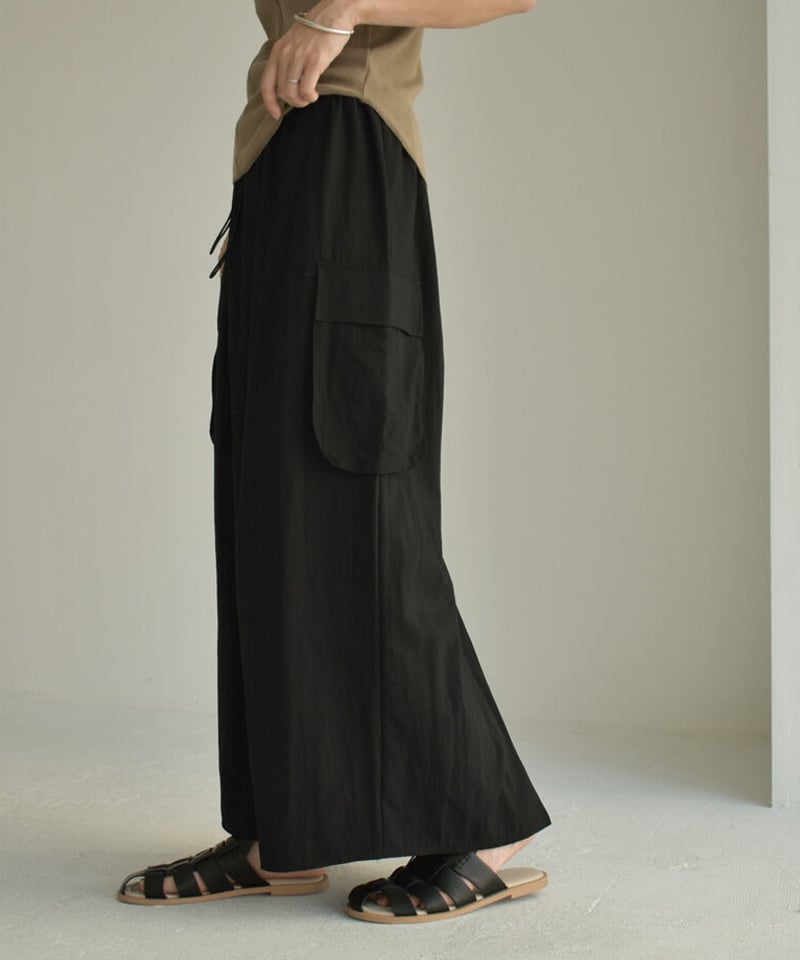 bottoms-02201 ドロストウエスト カーゴスカート ベージュ ブラック 