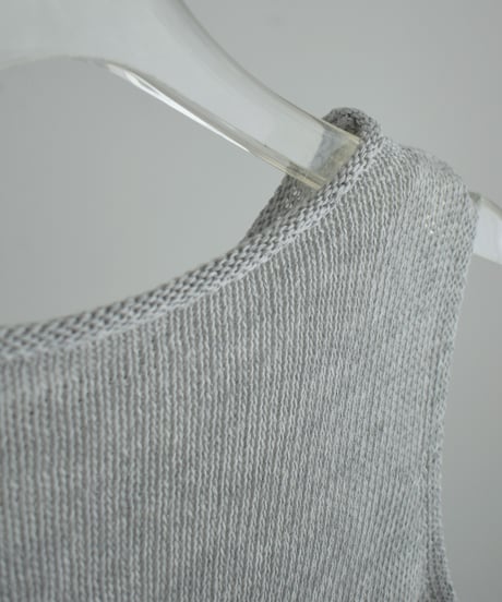 nh-knit-02385　リネン混 ノースリーブ ニット トップス　エクリュ　ベージュ　グレー
