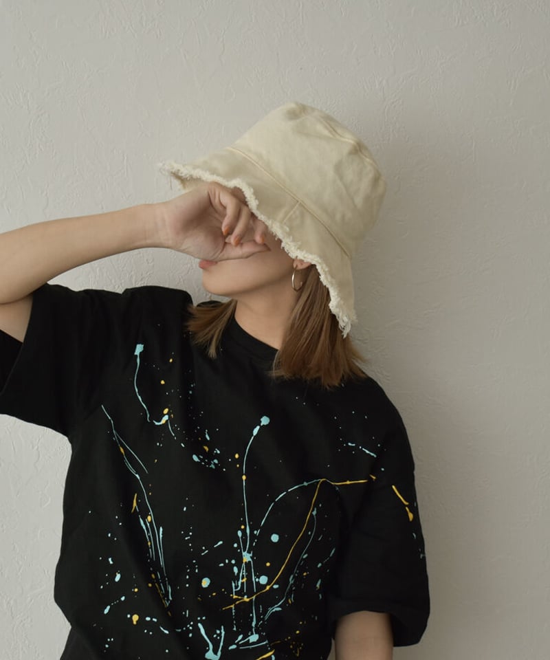 nh-cap-02040 キャンバス フリンジ バケット ハット エクリュ ネイビー