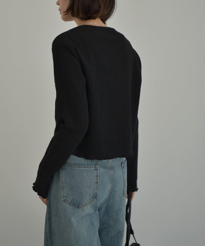 tops-02584 ポコポコ アンサンブル カーディガン エクリュ ブラック