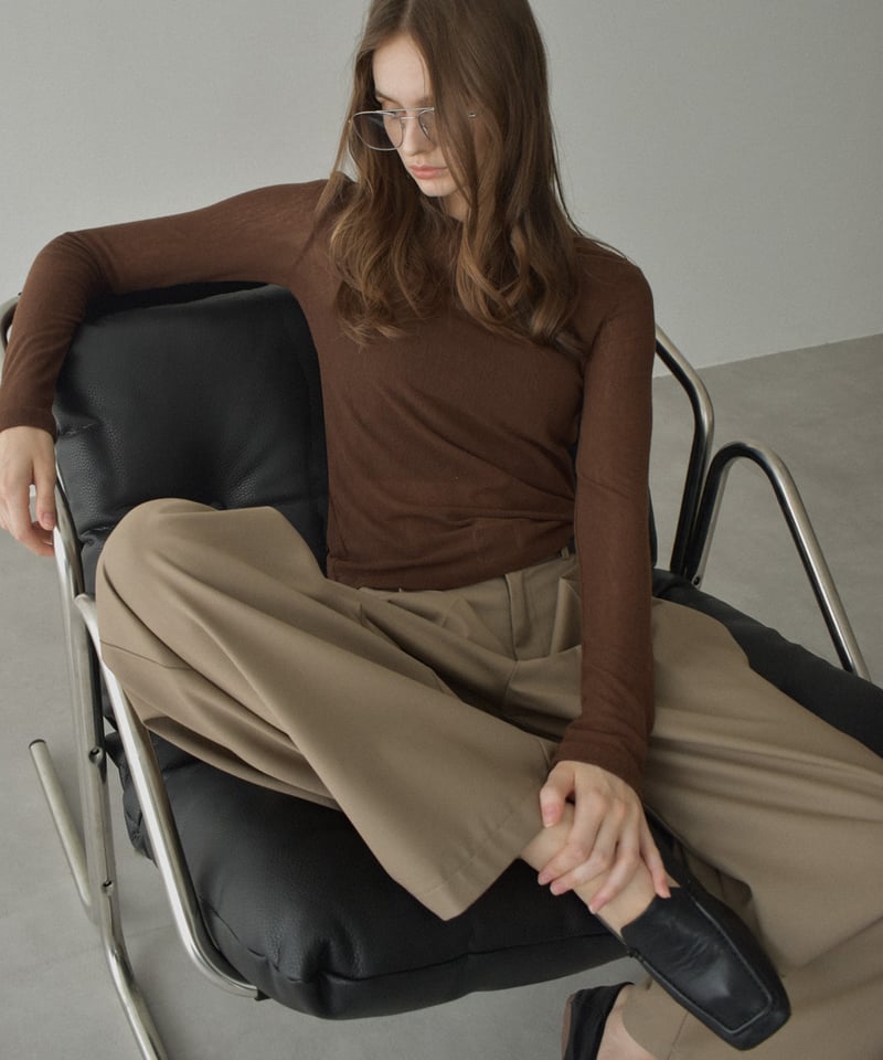 nh-tops-02569 ロングスリーブ シアーカットソー エクリュ グレー