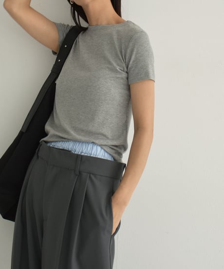 nh-tops-02491　リブ フィット Ｔシャツ　ホワイト　グレー　ブラック