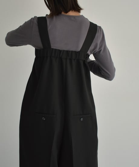 nh-tops-02446　クルーネック コンパクト ロングTシャツ　チャコール　ブラック