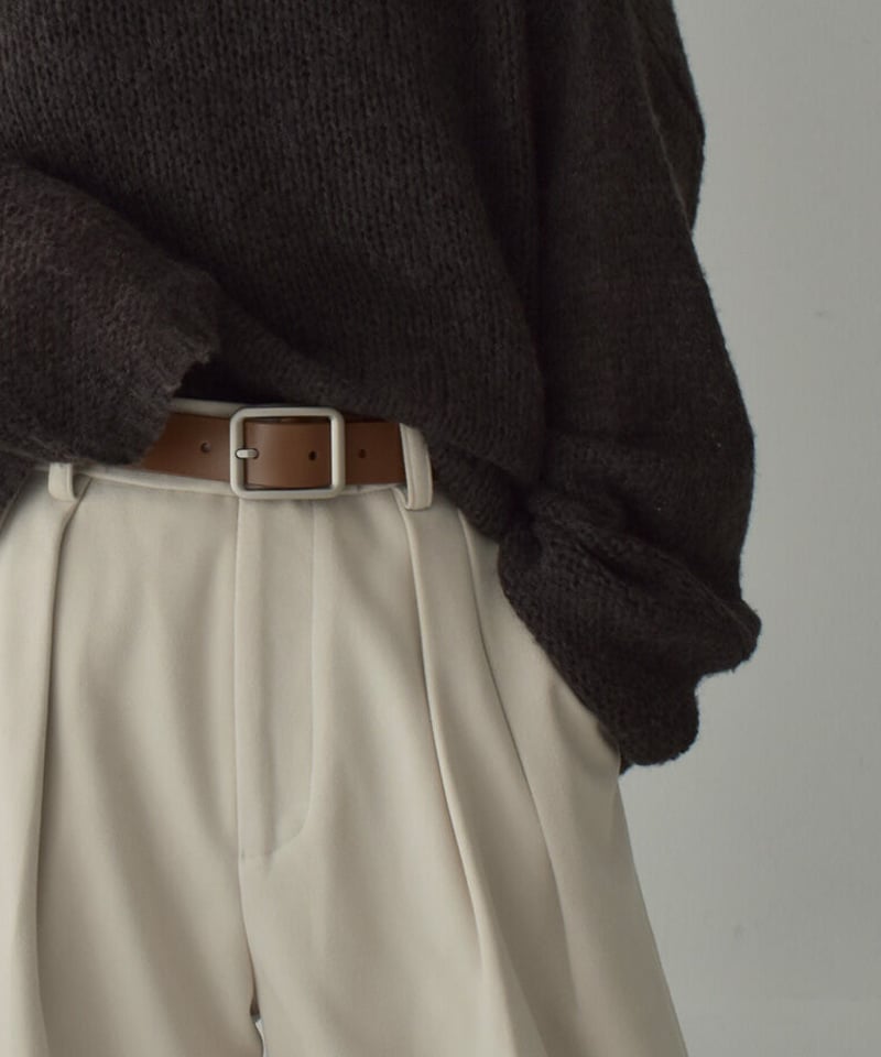 belt-02038 本革 スクエアバックル レザーベルト ブラウン | L a v i s