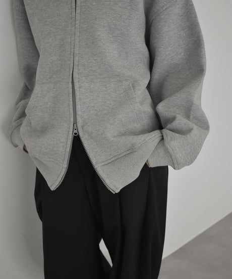 tops-02570　ダブルジップ フーディ　ブラック　グレー　カーキベージュ
