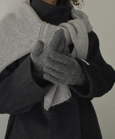 mb-gloves-02014　ウール混 フィンガースリット ニット グローブ　ライトブルー　ブラウン　グレー