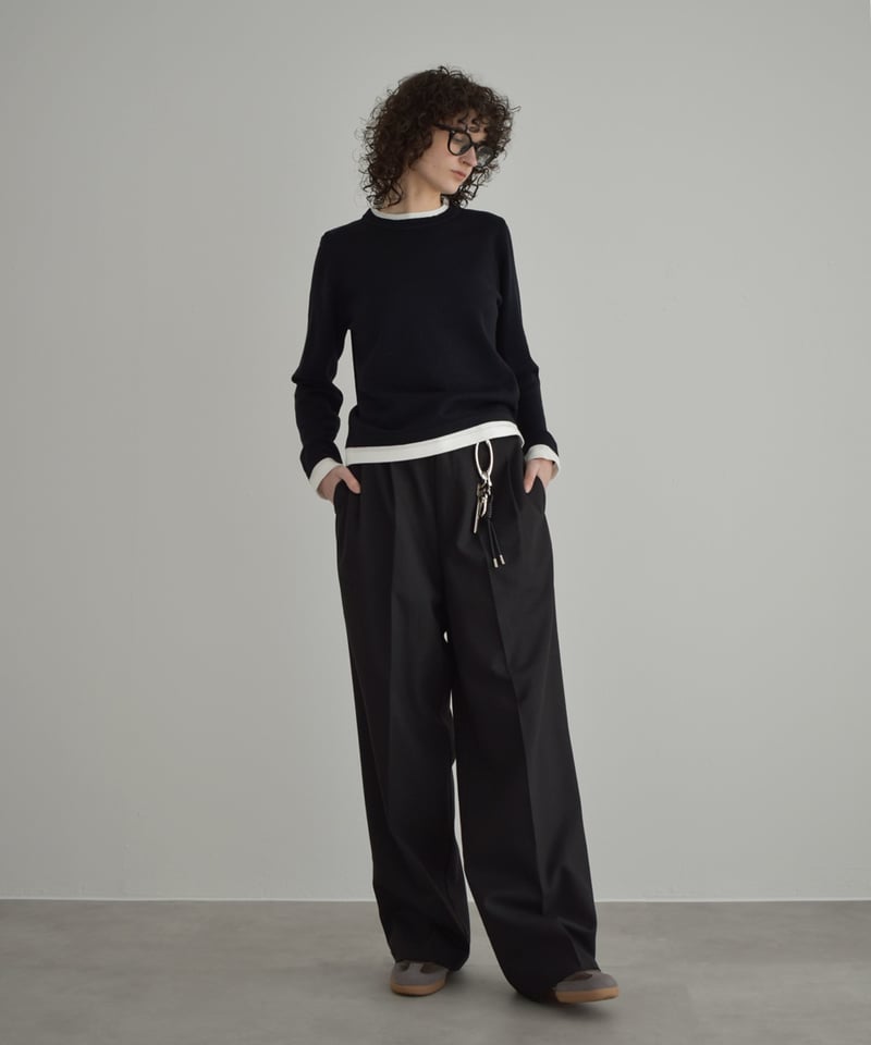 bottoms-12010 タックワイドパンツ エクリュ グレー ブラック | L a v i