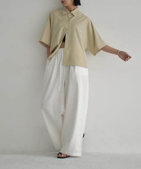 tops-02549　ハーフスリーブ オーバーシャツ　ベージュ　ホワイト　ブラウン