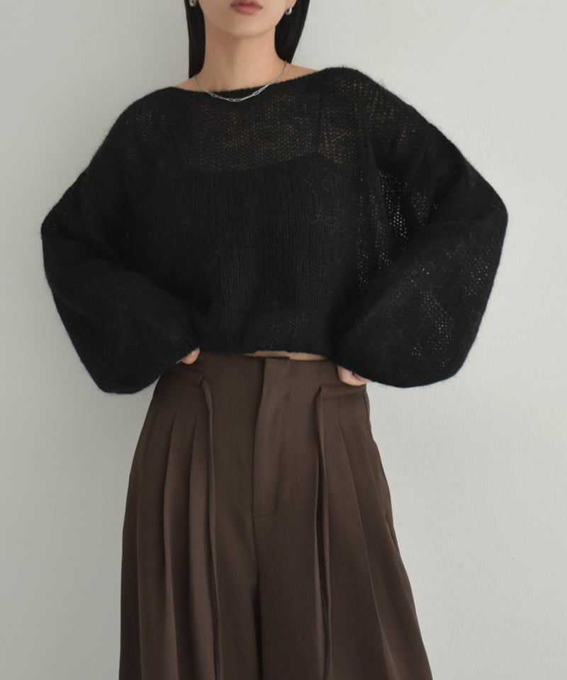 knit-02283 ボリュームスリーブ モヘアニット プルオーバー エクリュ