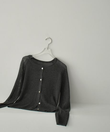 knit-02270　リネン混　サマーニット カーディガン　ベージュ　ブラック　グレー