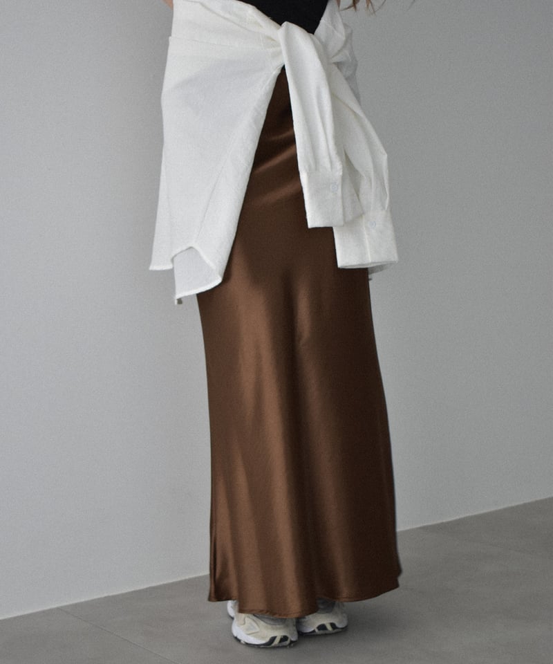 bottoms-02287 サテン フレア スカート ブラウン グレー bottoms-02287 サテン フレア スカート ブラウン グレー