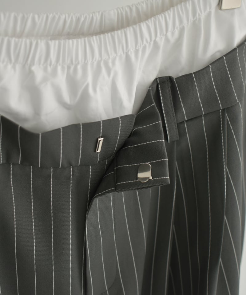 bottoms-02238 ダブルウエスト ピンストライプ タックワイド