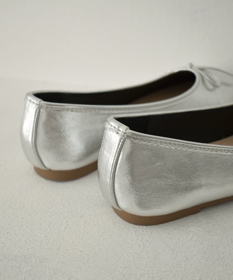 shoes-02172　フラットパンプス　シルバー　ブラック