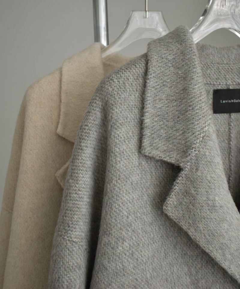 coat-02033 シャギーウールコート リバー仕立て エクリュ グレー coat-02033 シャギーウールコート リバー仕立て エクリュ グレー