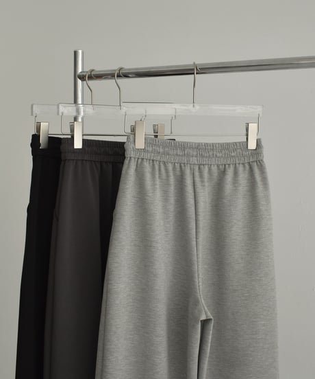 bottoms-02275　ウエストタック リラックス ワイドパンツ　グレー　チャコール　ブラック