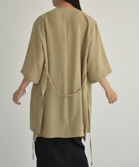 【STUDIO ENUL】jacket-14001　2way オーバーサイズ ジャケット　ベージュ　ブラック