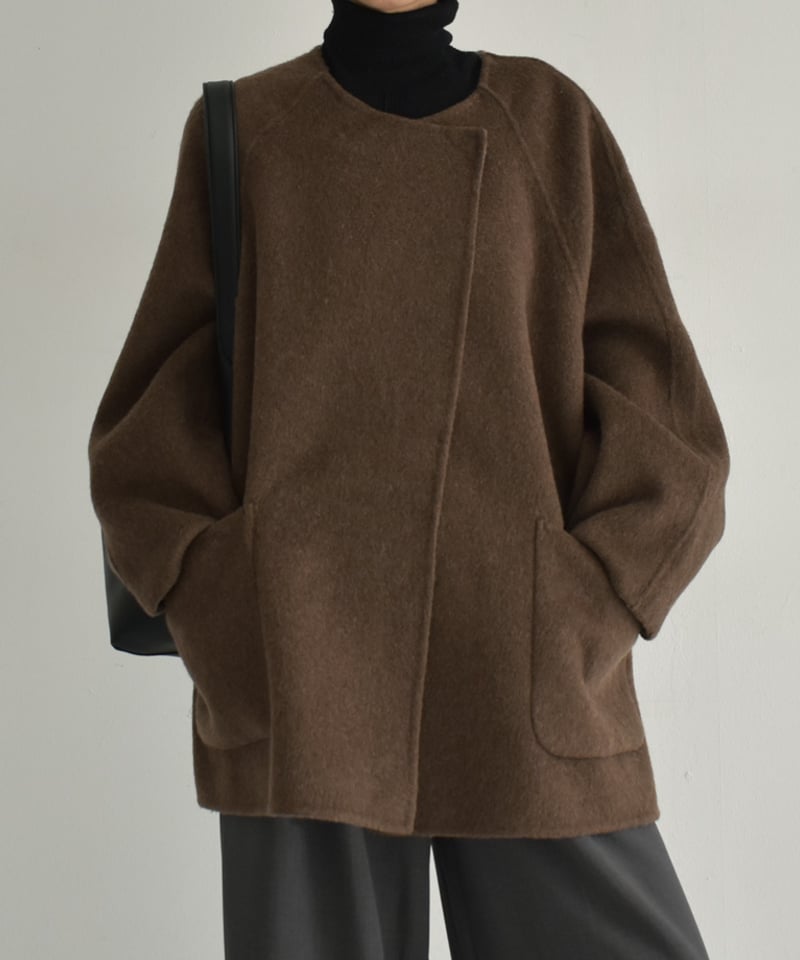 ロンドントラディション　ウール　ノーカラーコート　マフラー付き OPAQUE.CLIP ノーカラーコート コート 「マフラー付き」ウール混