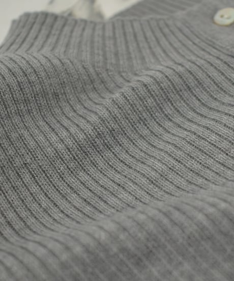 knit-02347　シェルボタン リブ ニット カーディガン　グレー　ネイビー