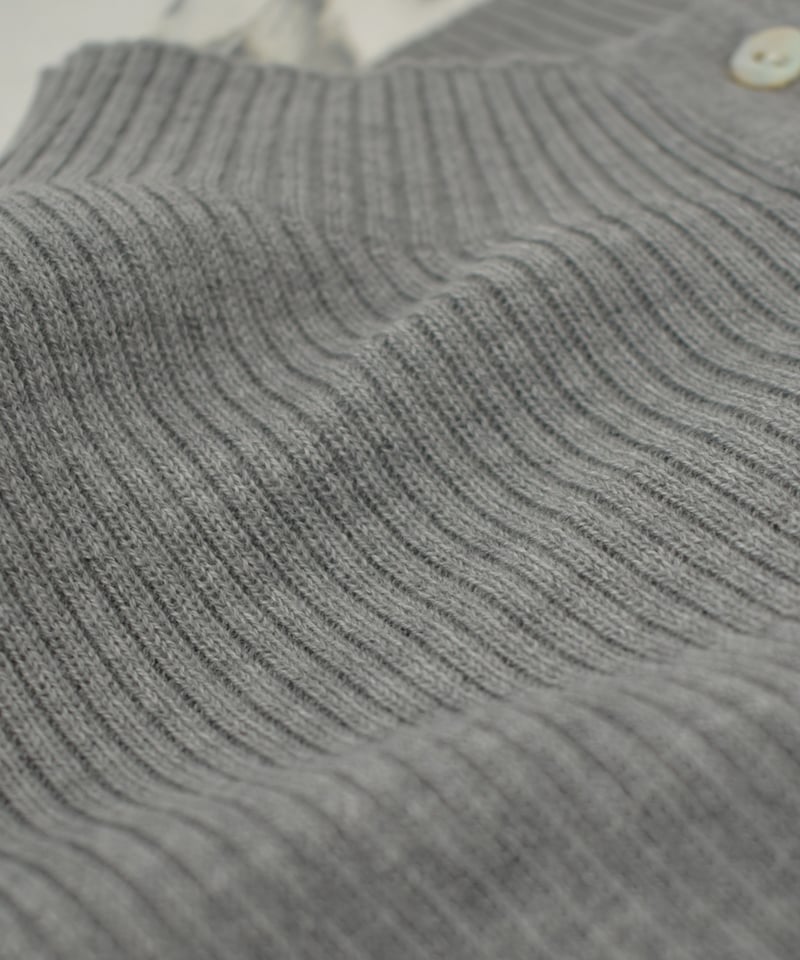 knit-02347 シェルボタン リブ ニット カーディガン グレー ネイビー