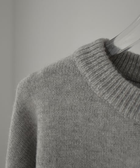 knit-02360　クルーネック ニット プルオーバー　オフホワイト　グレー