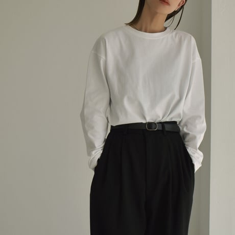 tops-02375　コットンロングTシャツ　ホワイト　ブラック