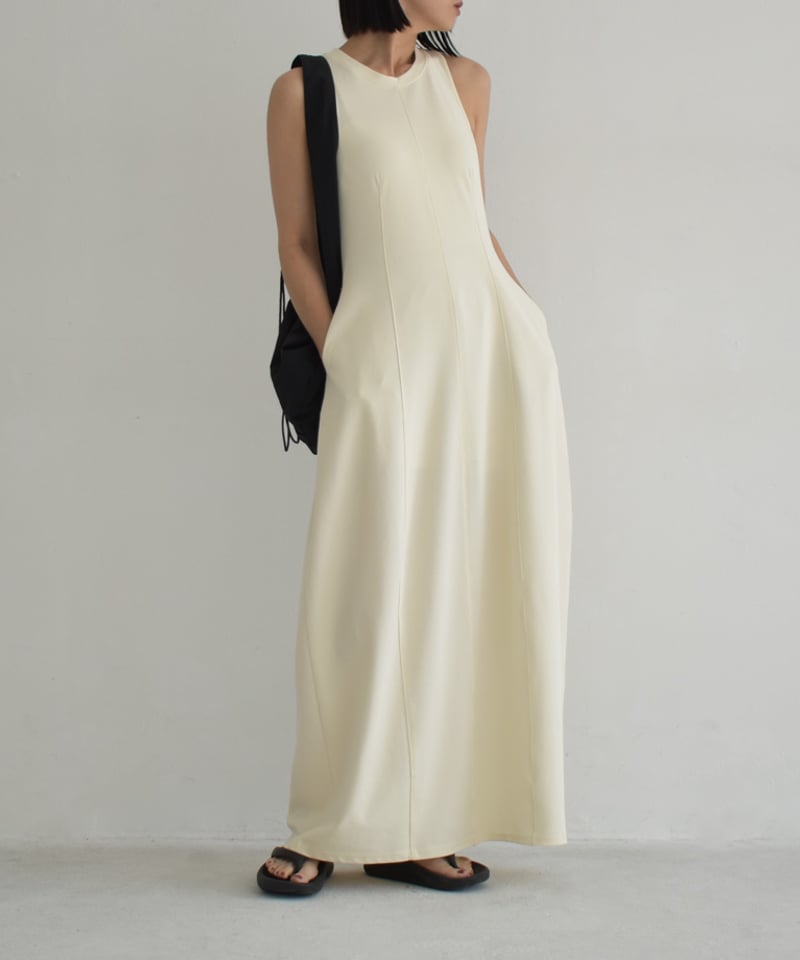 ワンピース mrcao onepiece-02076 アメスリ コクーンワンピース エクリュ ブラック | L a