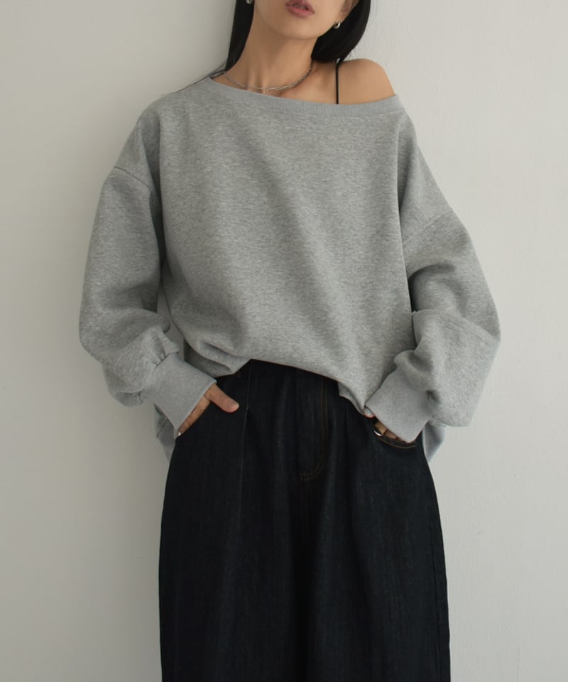 tops-02509 オフショルダー big プルオーバー ホワイト グレー tops-02509 オフショルダー big プルオーバー ホワイト グレー