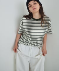 nh-tops-02596　マルチボーダー ルーズ Tee　オフホワイト　ベージュ　チャコール